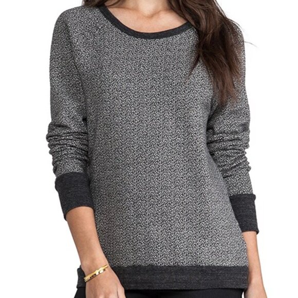 Soft Joie Annora Two Tone Terry Sweatshirt Black White Size Small - Picture 1 of 4